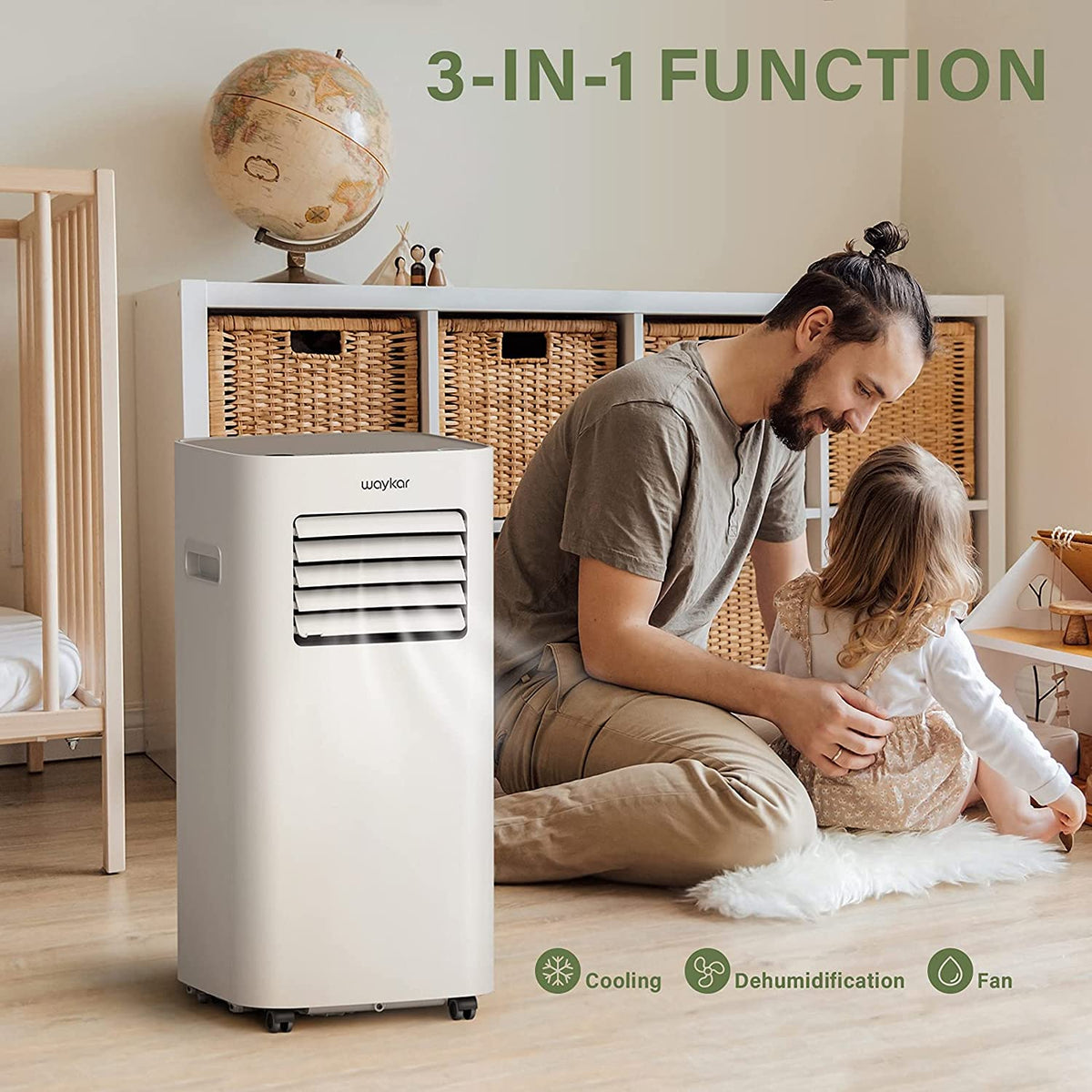 3 in 1 Portable Air Conditioner 10,000 BTU with Dehumidifier and Fan Mode for Rooms up to 300 Sq.Ft for Home,Kitchen,RV,Bedroom
