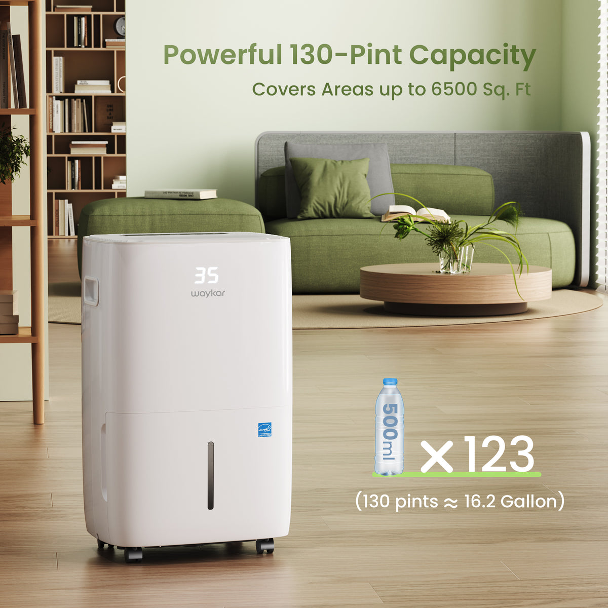 130-Pint Commercial and Industrial Dehumidifier: For spaces up to 6,500 Sq. Ft with 2.04 Gal Water Tank