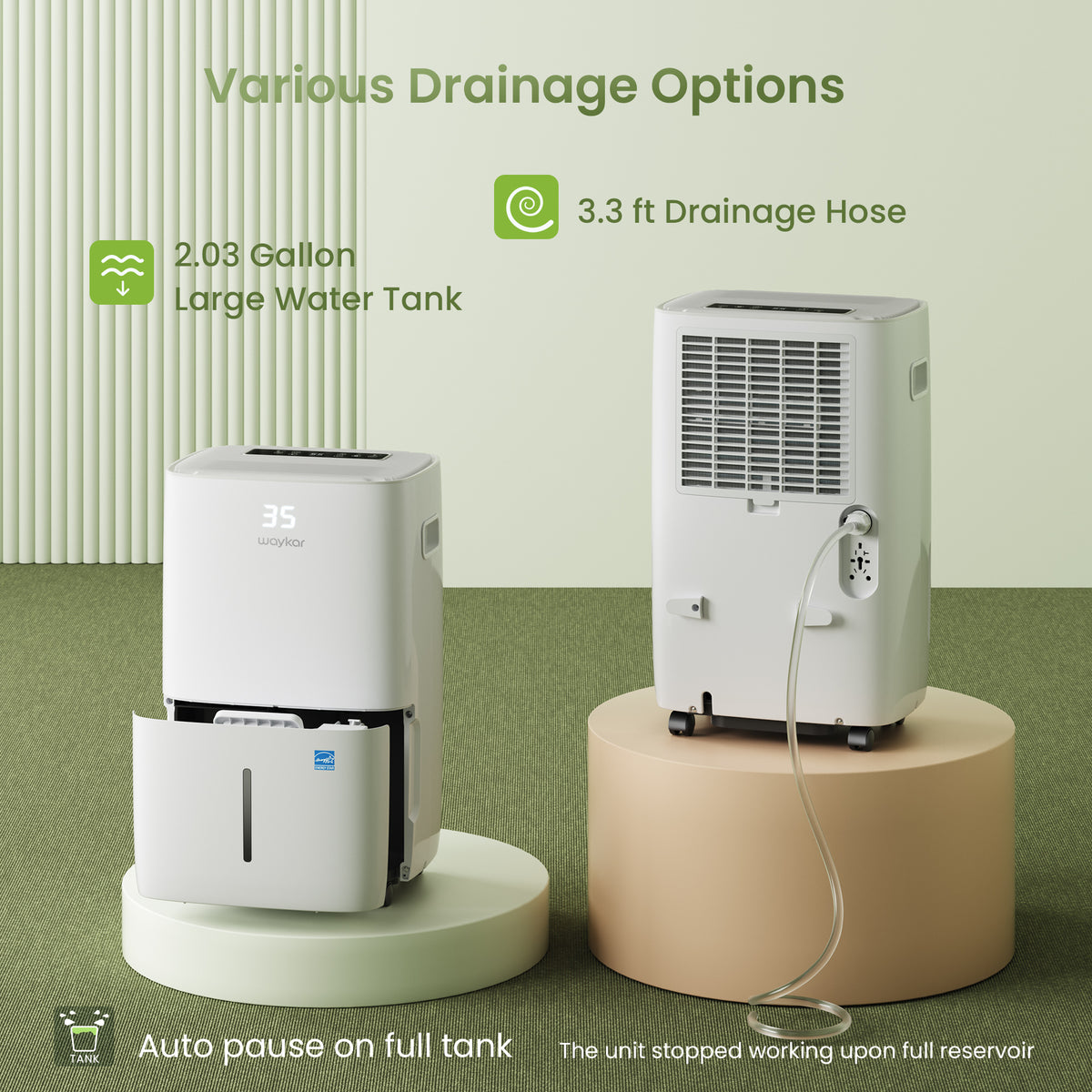 130-Pint Commercial and Industrial Dehumidifier: For spaces up to 6,500 Sq. Ft with 2.04 Gal Water Tank