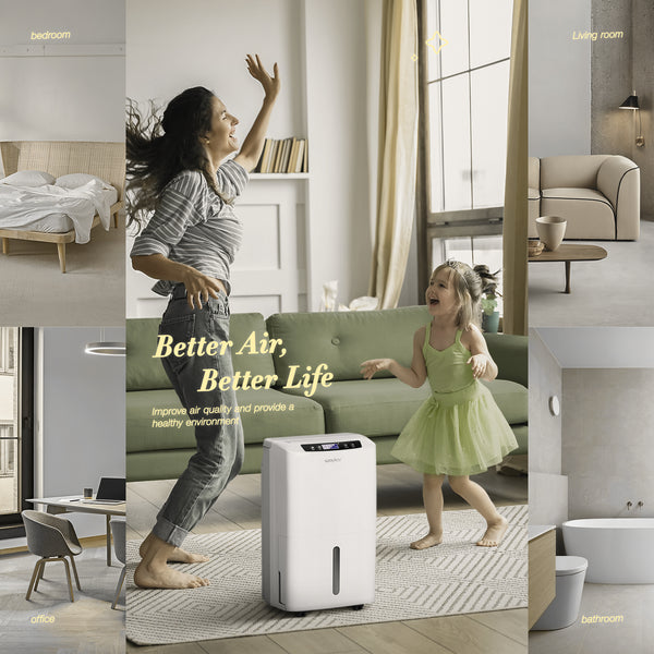 2000 Sq. Ft Dehumidifier for Home and Basements, 0.6 Gal Water Tank Included