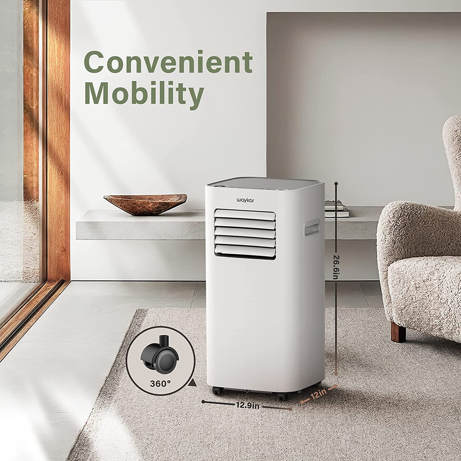 3 in 1 Portable Air Conditioner 10,000 BTU with Dehumidifier and Fan Mode for Rooms up to 300 Sq.Ft for Home,Kitchen,RV,Bedroom