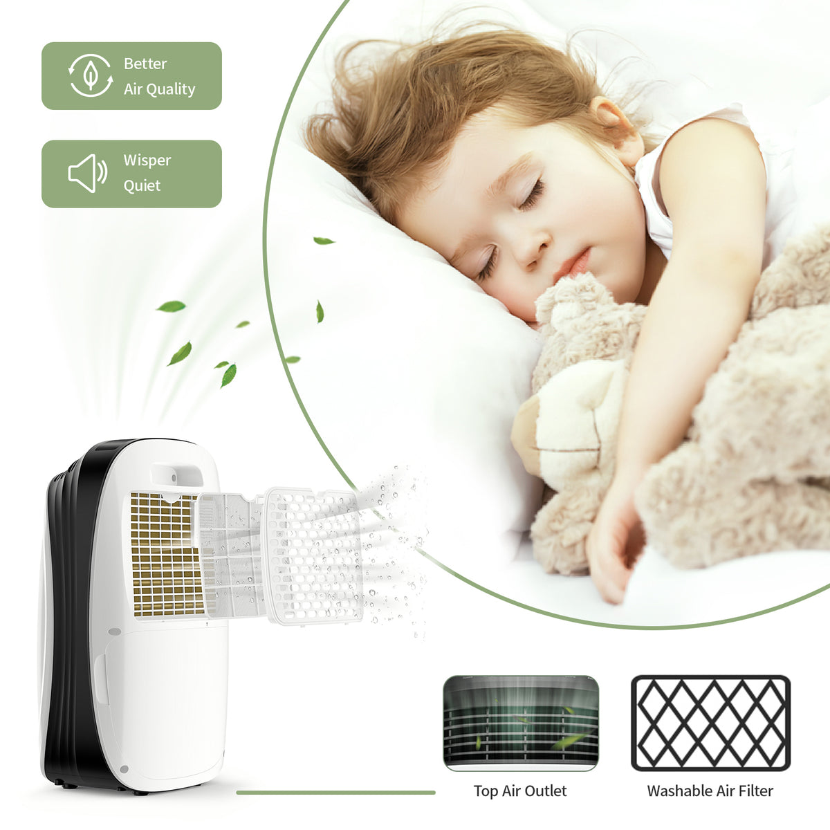 30 Pints Home Dehumidifier with 0.48 Gal Water Tank and Drain Hose