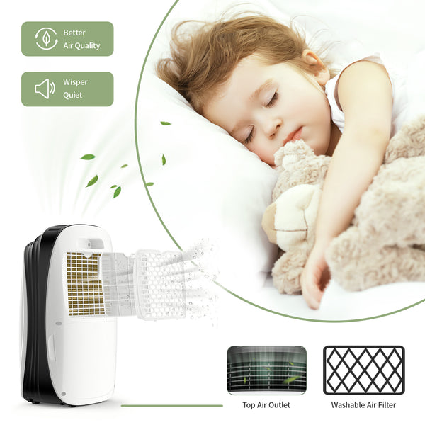 30 Pints Home Dehumidifier with 0.48 Gal Water Tank and Drain Hose