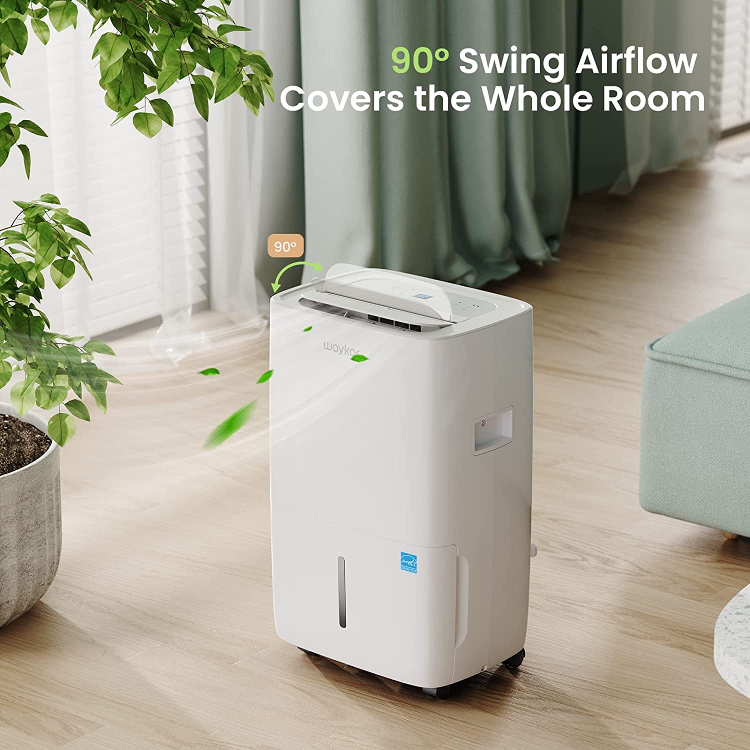 80 Pints Energy Star Dehumidifier for Spaces up to 5,000 Sq. Ft at Home, in Basements and Large Rooms with Drain Hose and 1.14 Gallons Water Tank